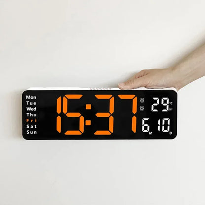 Smart Mute LED Electronic Wall Clock Modern Desk Clock Night Alarm Minimalist Thermometer Air Clock Home Decor For Living Room - Urbizia