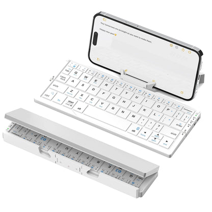 Foldable Bluetooth Keyboard with Magnetic Stand Portable Wireless Keyboard for iPad iPhone Samsung Tablet Rechargeable