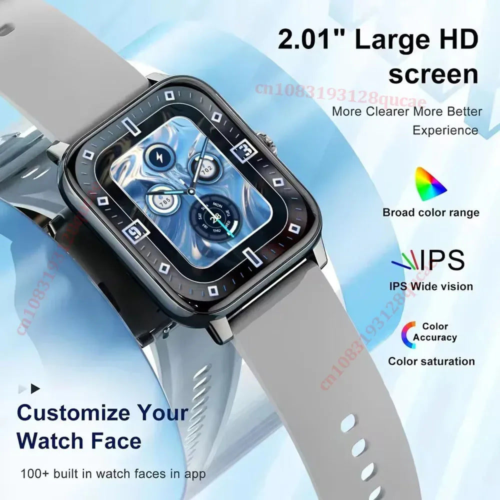 2026 Smart Watch Android IOS Phone 2.01 Inch Color Screen Bluetooth Answer Call Fitness Watches Tracker Smartwatch Women Men New - Urbizia