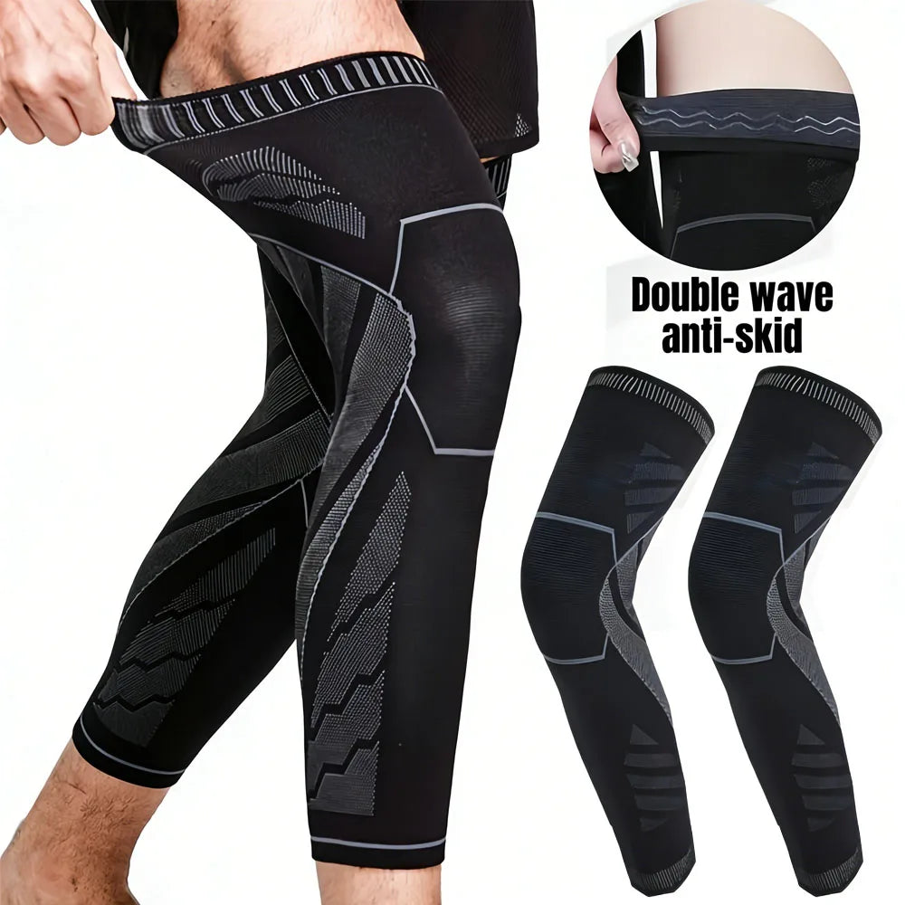 1Pcs Compression Leg & Knee Braces with Non-Slip, Extended Full-Length Knee Sleeves for Running, Basketball, Cycling
