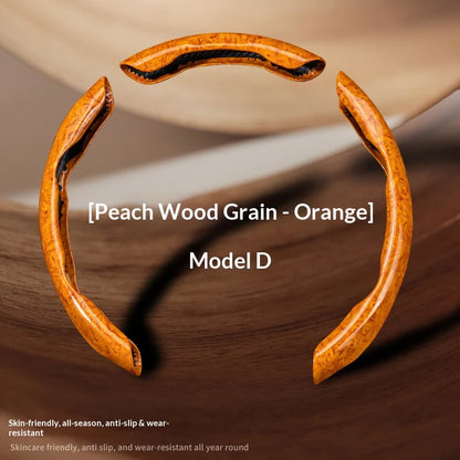2pcs/3pcs Segmented Peach Wood Texture Universal Steering Wheel Cover Car Interior Accessories Practical Driving Tools Simple