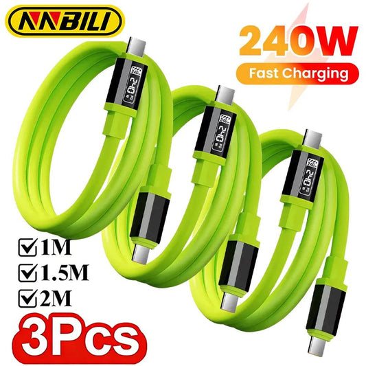 240W USB Type C Cable PD Fast Charging Phone Charger Data Cord For iPhone Samsung Xiaomi Huawei USB C to USB C Quick Charge Wire
