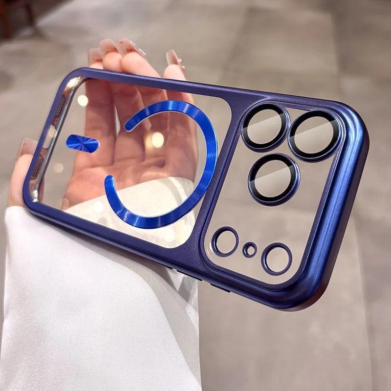 Luxury Matte for Magsafe Soft Plating Clear Case for iPhone 17 Pro Max 17Pro Magnetic Transparent Camera Protector Soft Cover