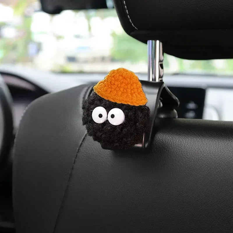 2PCS Cute Cartoon Ball Toy Car Seat Back Hooks Storage Vehicle Headrest Organizer Hanger for Groceries Bag Handbag Decoration - Urbizia