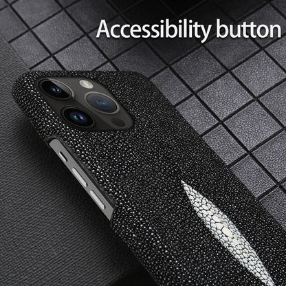 Genuine Stingray Leather Phone Case for iPhone 17 Pro Max Air 16 15 11 12 13 14 Pro Max Plus 15Pro 17Pro 16pro Luxury Back Cover