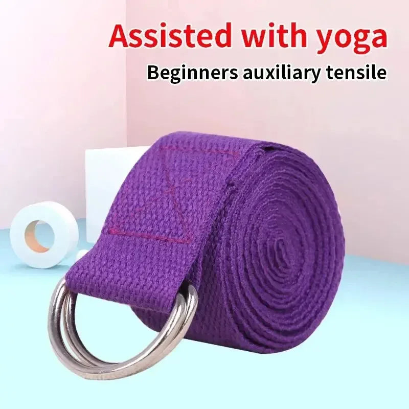 1Pc Yoga Strap For Yoga Pilates Ballet Dance With Adjustable D-Ring Buckle Cotton Yoga Belt For Fitness Daily Stretching - Urbizia