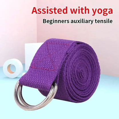 1Pc Yoga Strap For Yoga Pilates Ballet Dance With Adjustable D-Ring Buckle Cotton Yoga Belt For Fitness Daily Stretching - Urbizia