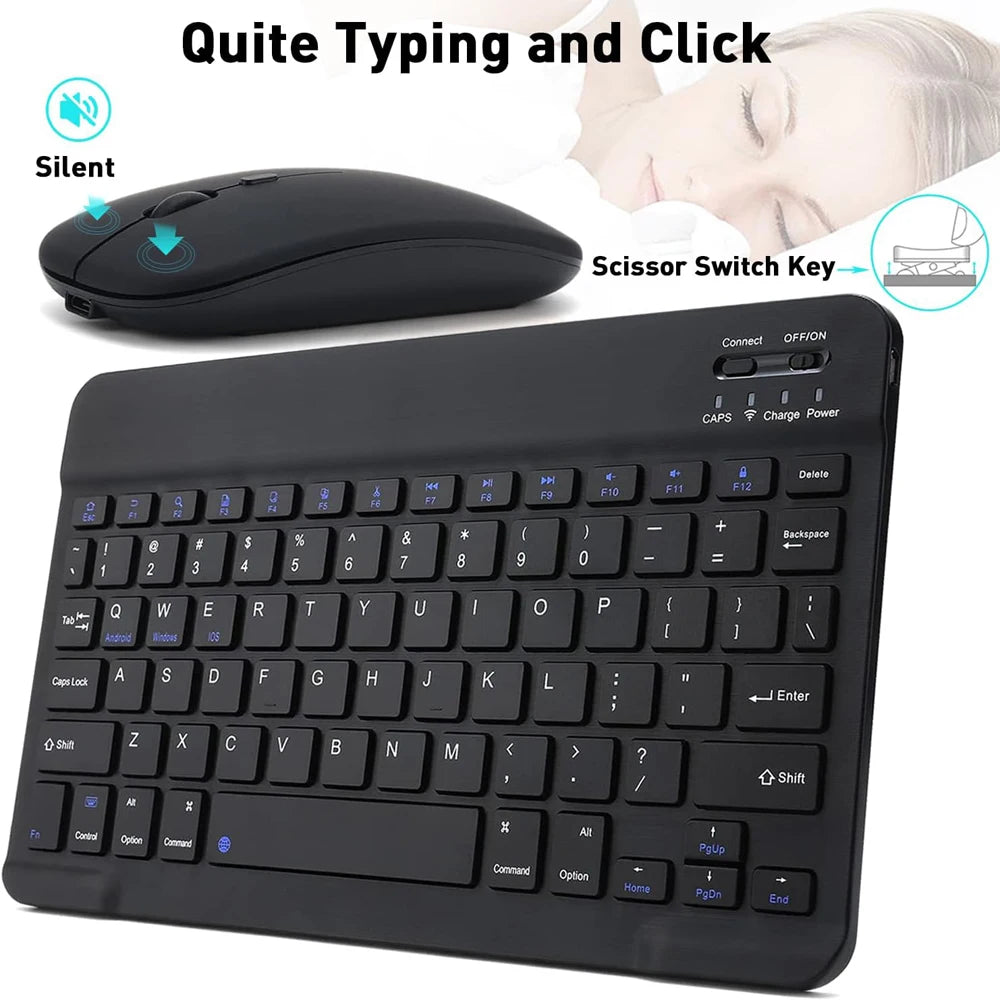 10 lnch Wireless  Bluetooth Mini Keyboard For iPad Phone Tablet Portable Bluetooth Keyboard and Mouse For Samsung Xiaomi Android