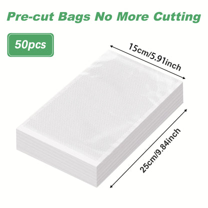 50PCS/Lot BPA-Free Vacuum Food Bags, Vacuum Sealed Storage Bags For Food Storage and Preservation,Reusable Vacuum Sealer Bag