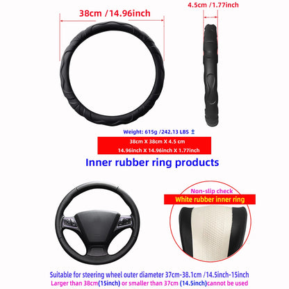 1 Artificial Lamb Skin Sense Three-dimensional Styling Sports Car Steering Wheel Cover Fits 14.5-15 Inches 37-38CM