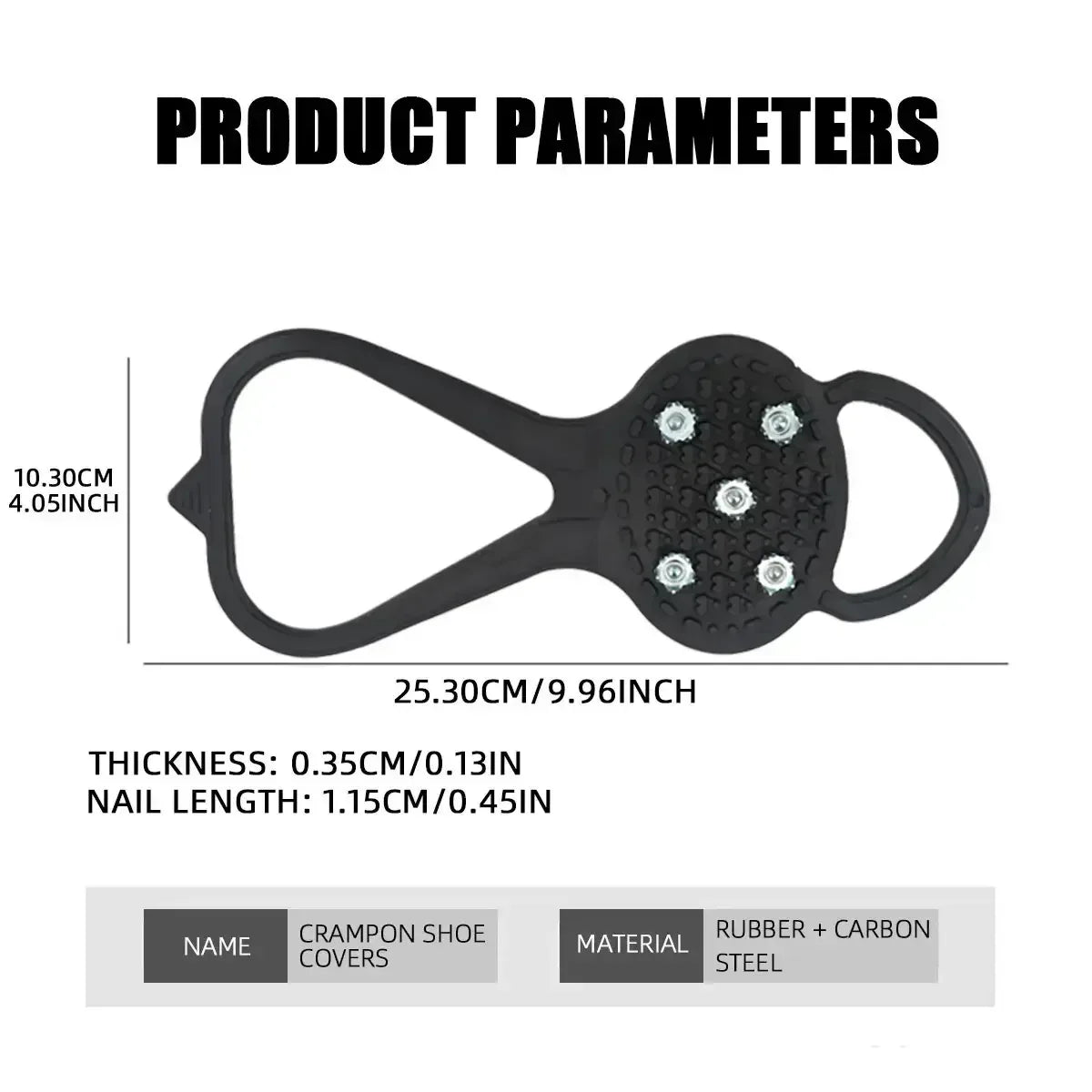 5‑Stud Anti‑Slip Ice Crampons Snow Grips For Shoes - Urbizia