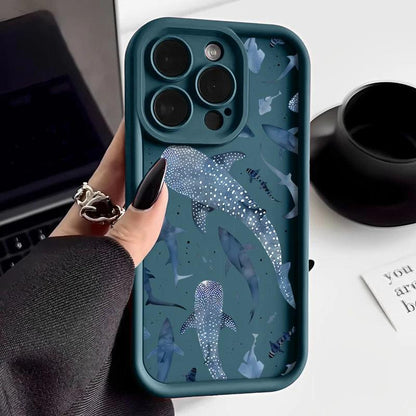Whale Printed Soft TPU Case for iPhone Series