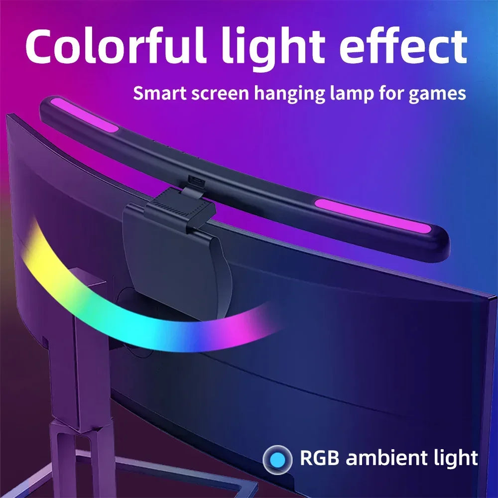 USB Stepless Dimming Screen Hanging Lights Curved Screen Monitor Light Bar RGB Background Atmosphere Desk Lamp Monitor Light Bar - Urbizia