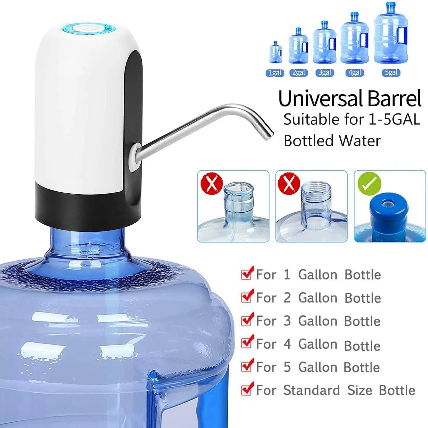 USB Rechargeable Automatic Water Bottle Pump Dispenser