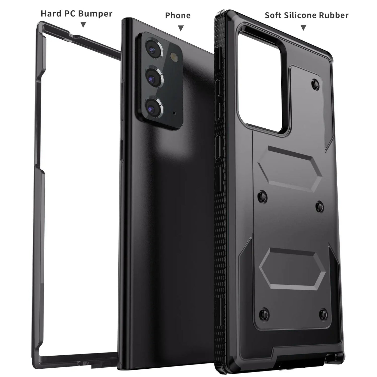 For Samsung Galaxy Note 20/Note 20 Ultra 5G Phone Case Shockproof Protective Heavy Duty Rugged Hybrid Cover Gray