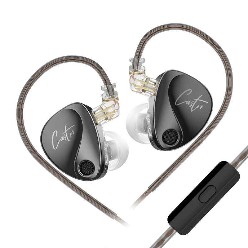 KZ Castor Bass HiFi Earphone Dual Dynamic Driver Wired Harman Tuning Noise Isolating IEM Headphones With 2Pin Detachable Cable