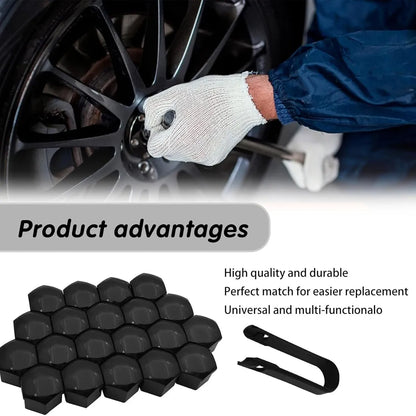 YONGRUN 20PCS 17/19/21mm Automotive Wheel Hub Screw Cover Black Plastic Dustproof Rust Proof Nut Protective Cover Tire Accessori