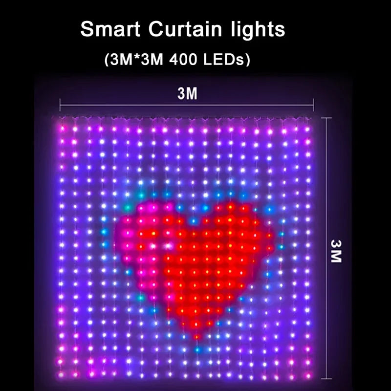 LED Smart Curtain Lights – App-Controlled RGB Fairy Lights with DIY Music Display