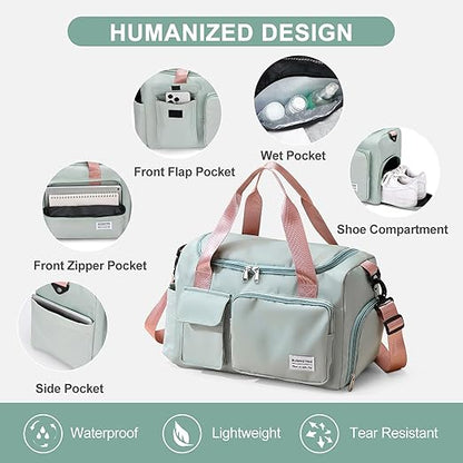 Small Gym Bag for Women – Travel Duffle with Shoe Compartment - Urbizia
