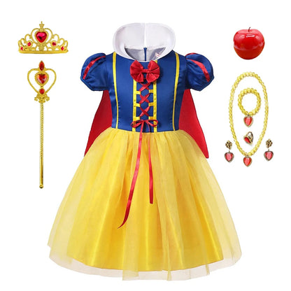 Snow White Princess Dress for Girls – Halloween, Party & Cosplay Costume with Cloak