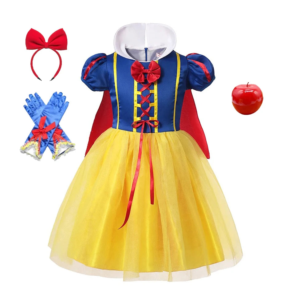 Snow White Princess Dress for Girls – Halloween, Party & Cosplay Costume with Cloak