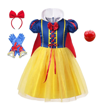 Snow White Princess Dress for Girls – Halloween, Party & Cosplay Costume with Cloak