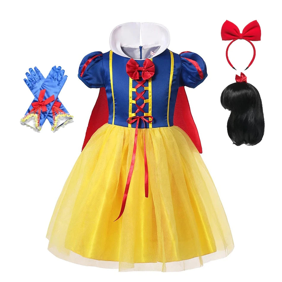 Snow White Princess Dress for Girls – Halloween, Party & Cosplay Costume with Cloak