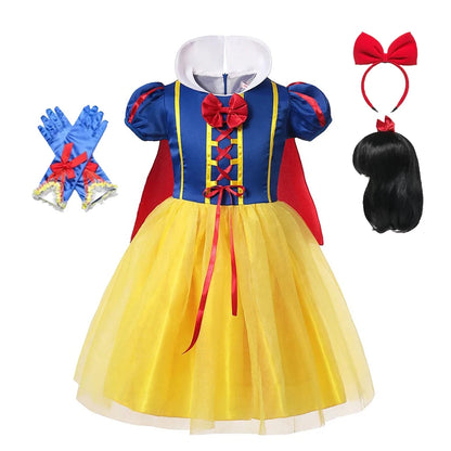 Snow White Princess Dress for Girls – Halloween, Party & Cosplay Costume with Cloak