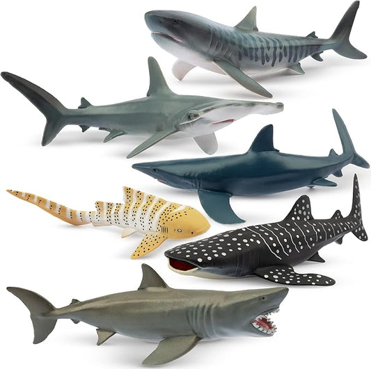 Toymany 6PC Realistic Shark Figurines – Ocean Animal Toys for Kids - Urbizia