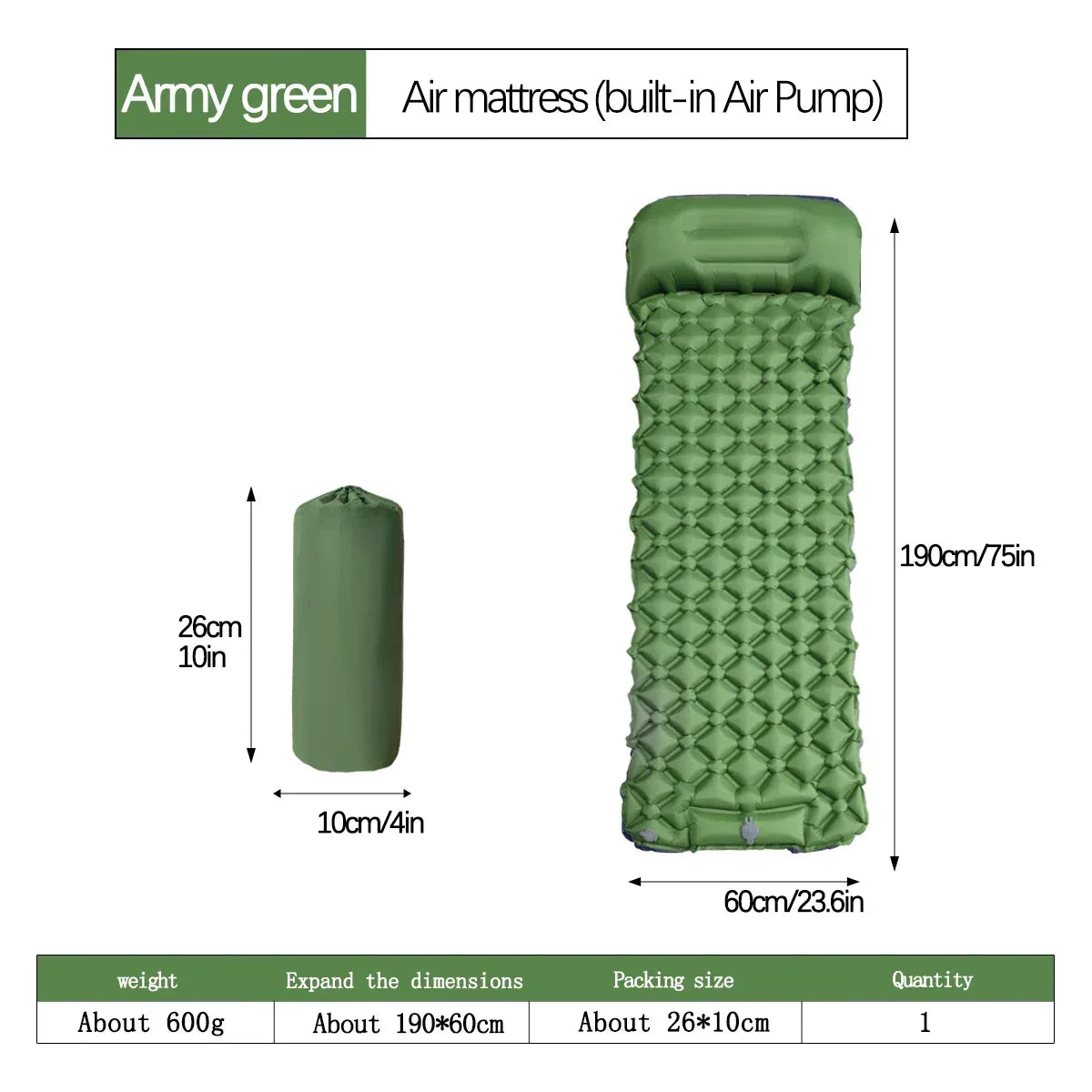 Ultralight Sleeping Pad – Built-in Pump Air Mattress