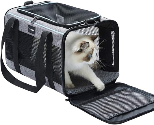Vceoa Soft-Sided Pet Carrier – Cat & Dog Travel Bag for Pets up to 16 lbs, 17.5 x 11 x 11 in - Urbizia