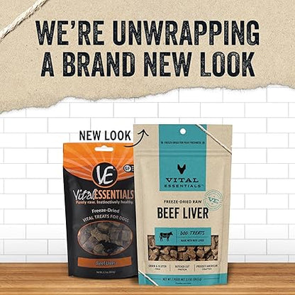 Vital Essentials Beef Liver Dog Treats, 2.1 oz | Freeze-Dried Raw | Single Ingredient | Premium Quality High Protein Training Treats | Grain Free, Gluten Free, Filler Free - Urbizia