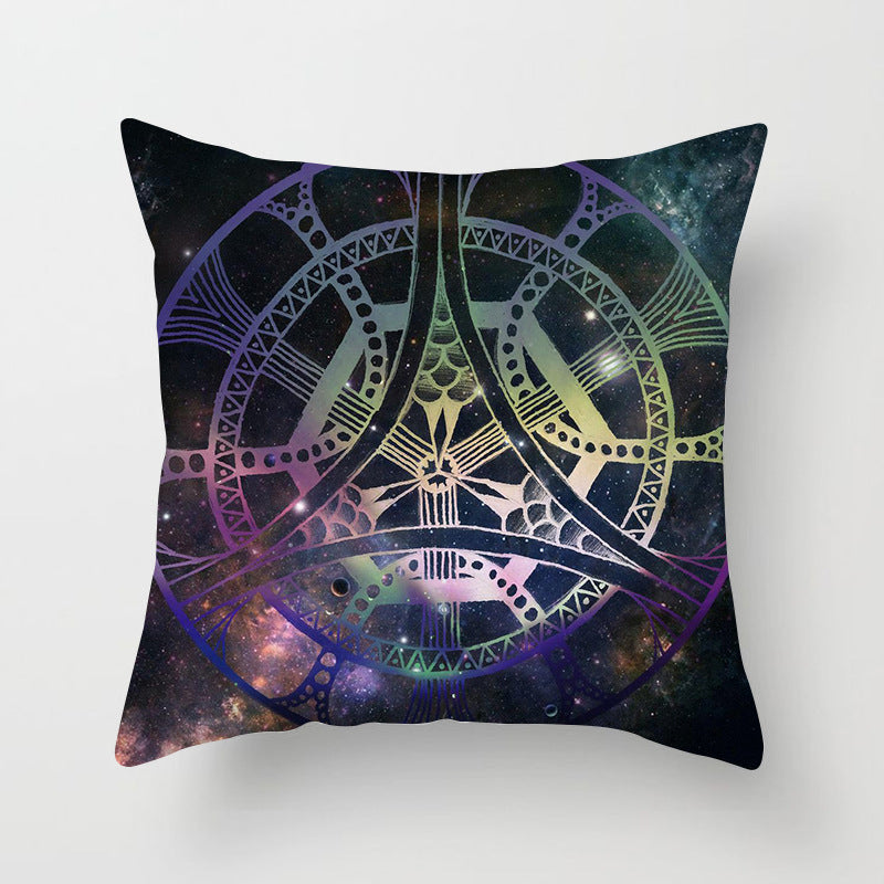 Mandala Print Peach Velvet Pillow Cover for Living Room