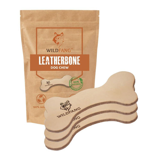 Wildfang Leather Bones for Dogs - Long Lasting Dog Chew Stick Leather Chew Toys for Dogs Leather Dog Toys Leather Dog Chews Leather Dog Bones Leather Dog Toys For Aggressive chewers L - Set of 3