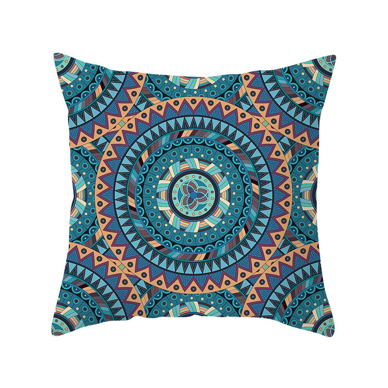 Mandala Print Peach Velvet Pillow Cover for Living Room