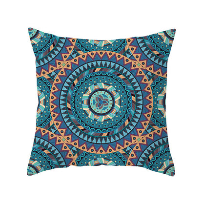 Mandala Print Peach Velvet Pillow Cover for Living Room
