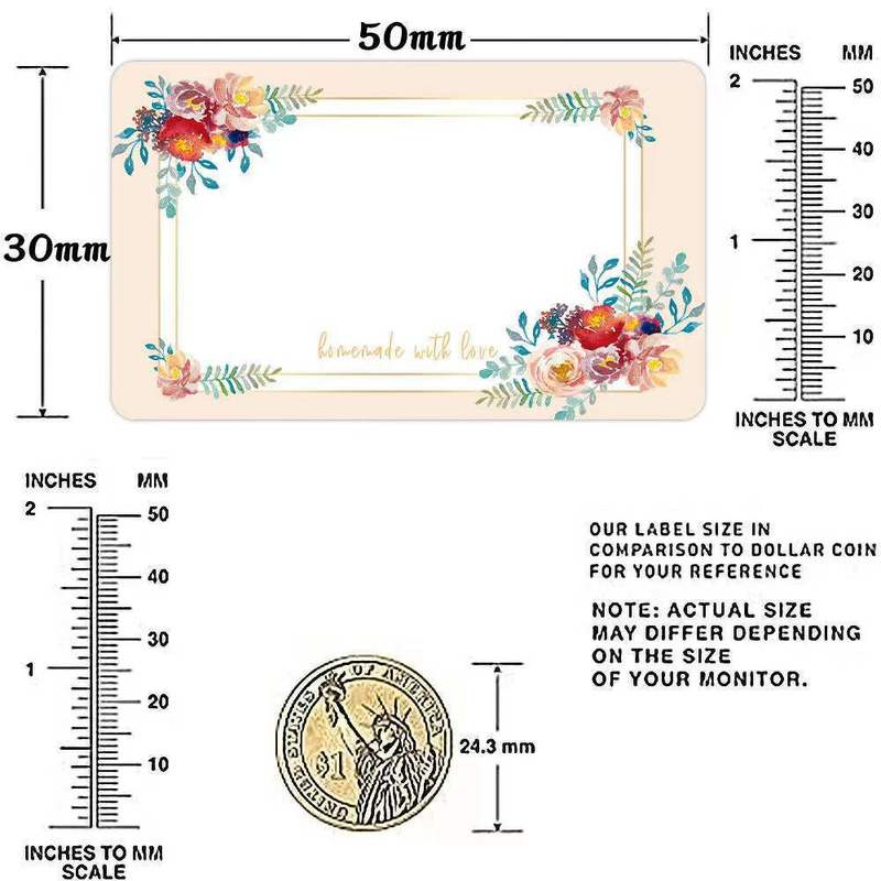 DIY Rectangle Flower Name Tag Stickers for Gifts