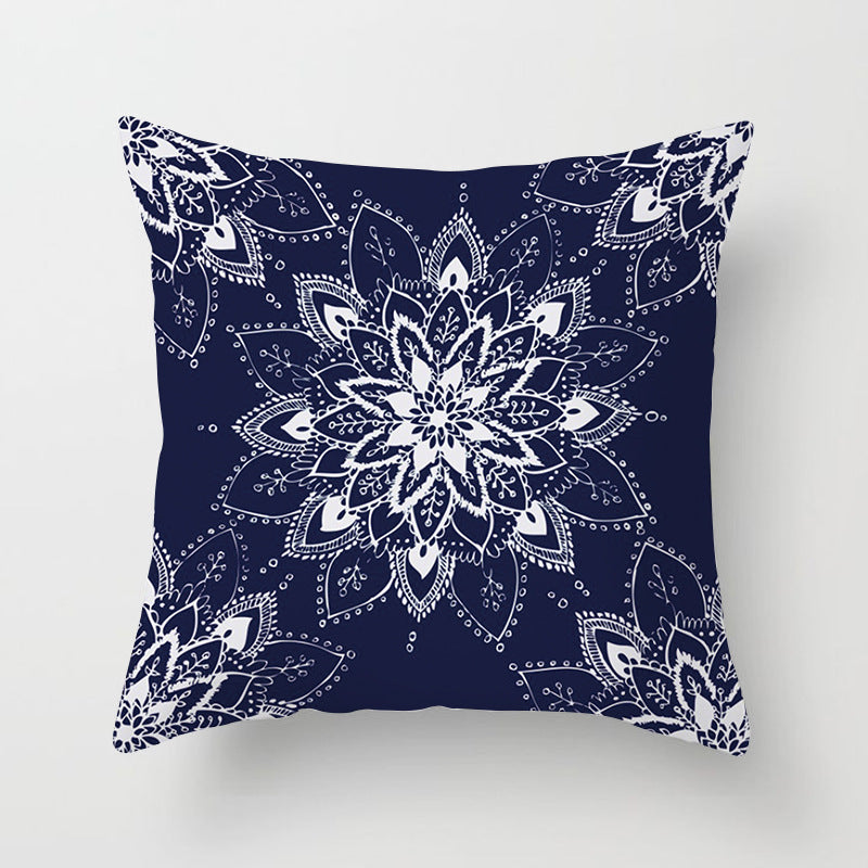 Mandala Print Peach Velvet Pillow Cover for Living Room
