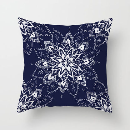 Mandala Print Peach Velvet Pillow Cover for Living Room