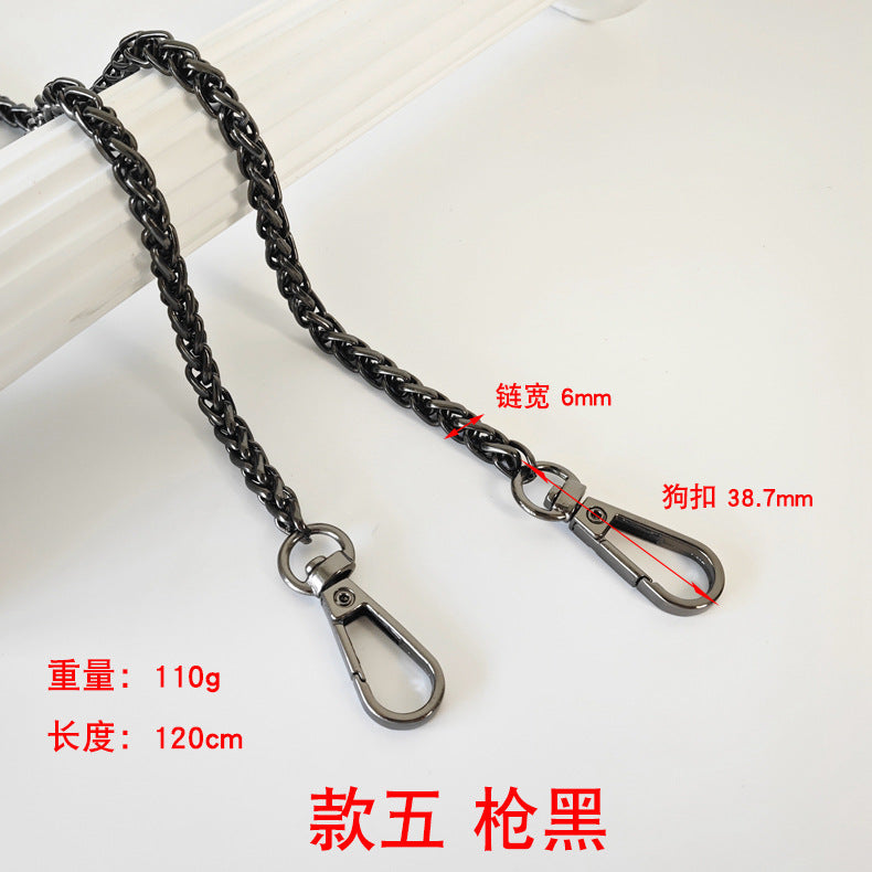 Metal Chain Bag Strap with Woven Shoulder Strap for DIY