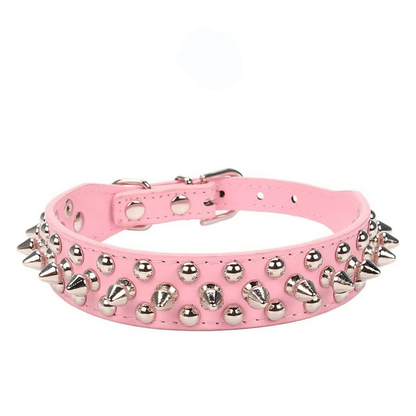 Spiked Studded Leather Dog Collar Rivets Pet Small Large Cat Pit Bull Adjustable