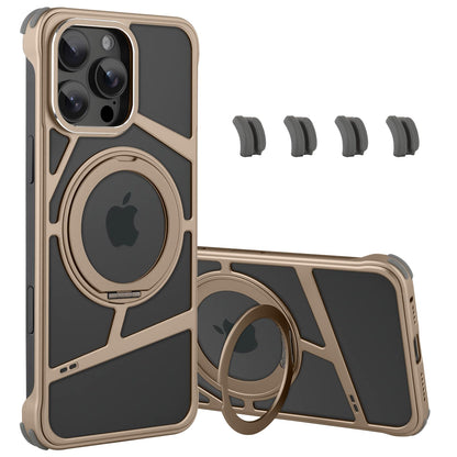 aidvaia Frameless Phone Case Compatible with iPhone 16 Pro Phone Case Magnetic Kickstand Metal Frameless Protective Shock Phone Case Desert Gold