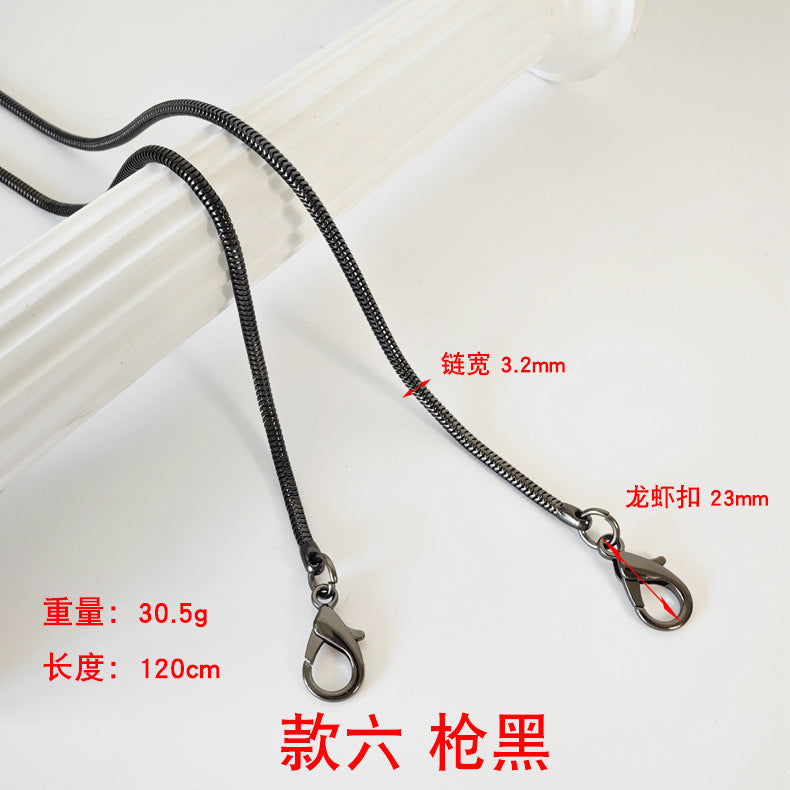 Metal Chain Bag Strap with Woven Shoulder Strap for DIY