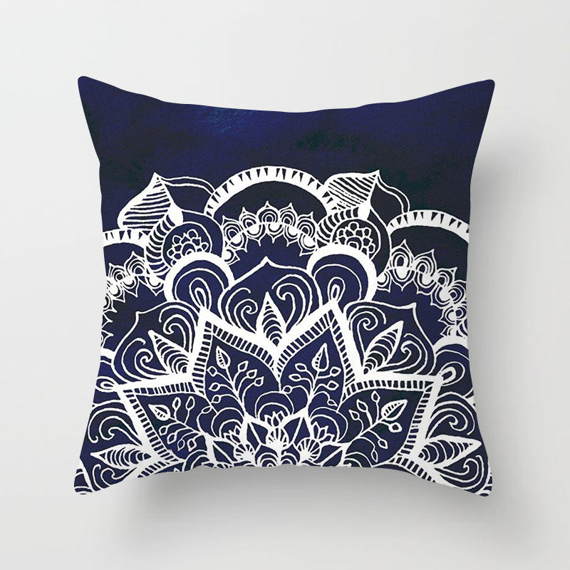 Mandala Print Peach Velvet Pillow Cover for Living Room