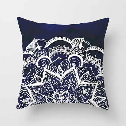 Mandala Print Peach Velvet Pillow Cover for Living Room