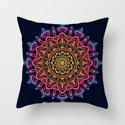 Mandala Print Peach Velvet Pillow Cover for Living Room