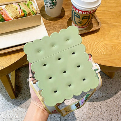 Girl Heart Square Biscuit with Portable Straw Cup