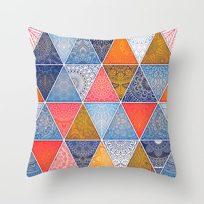 Mandala Print Peach Velvet Pillow Cover for Living Room