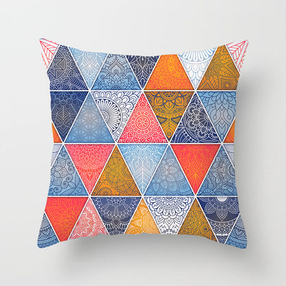 Mandala Print Peach Velvet Pillow Cover for Living Room