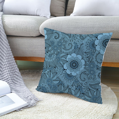 Mandala Print Peach Velvet Pillow Cover for Living Room